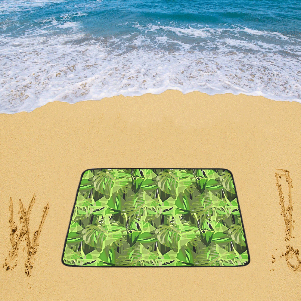 Tropical Jungle Leaves Camouflage Beach Mat 78"x 60"