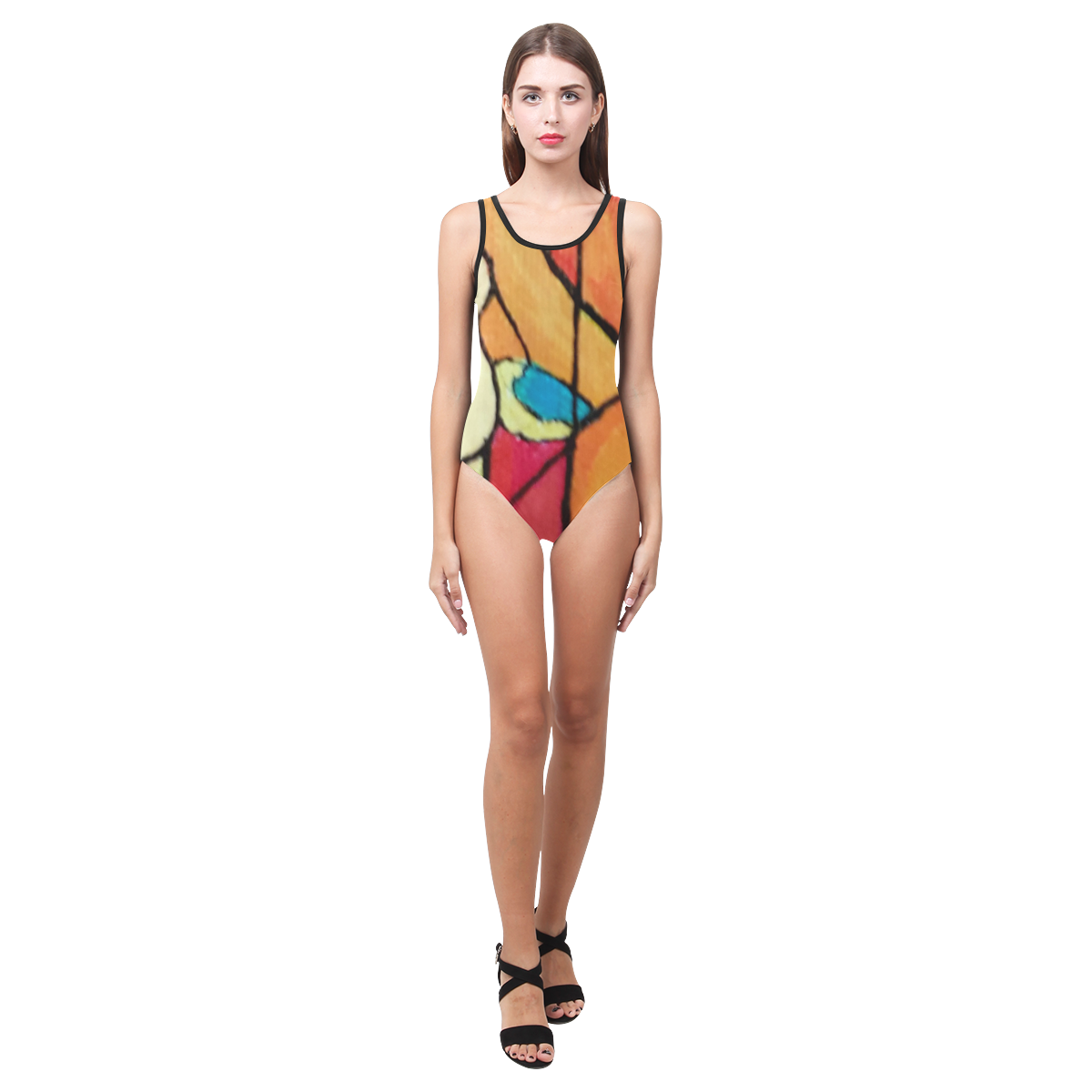 ABSTRACT Vest One Piece Swimsuit (Model S04)