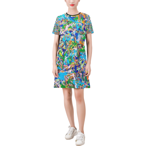 Chill Short-Sleeve Round Neck A-Line Dress (Model D47)