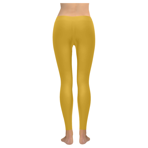 color goldenrod Women's Low Rise Leggings (Invisible Stitch) (Model L05)