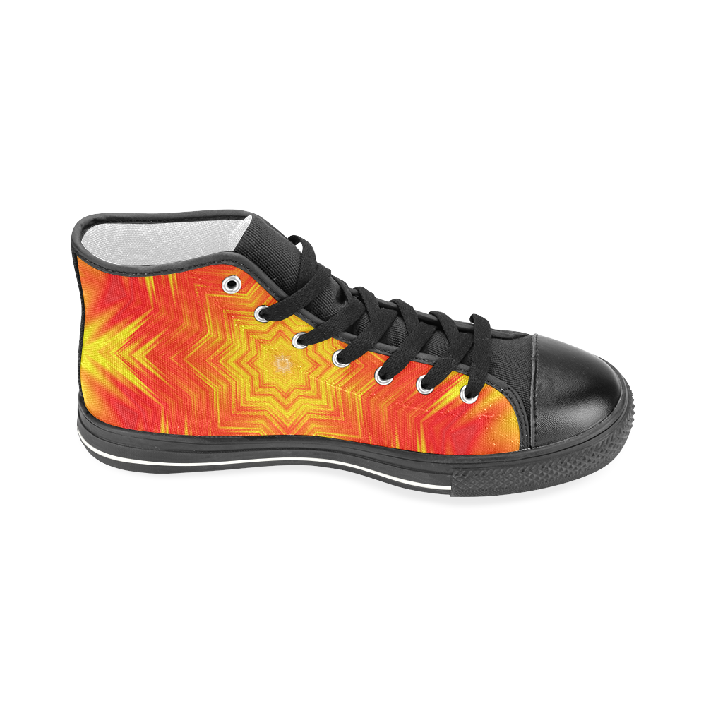 Fiery Crosshatch Men’s Classic High Top Canvas Shoes (Model 017)