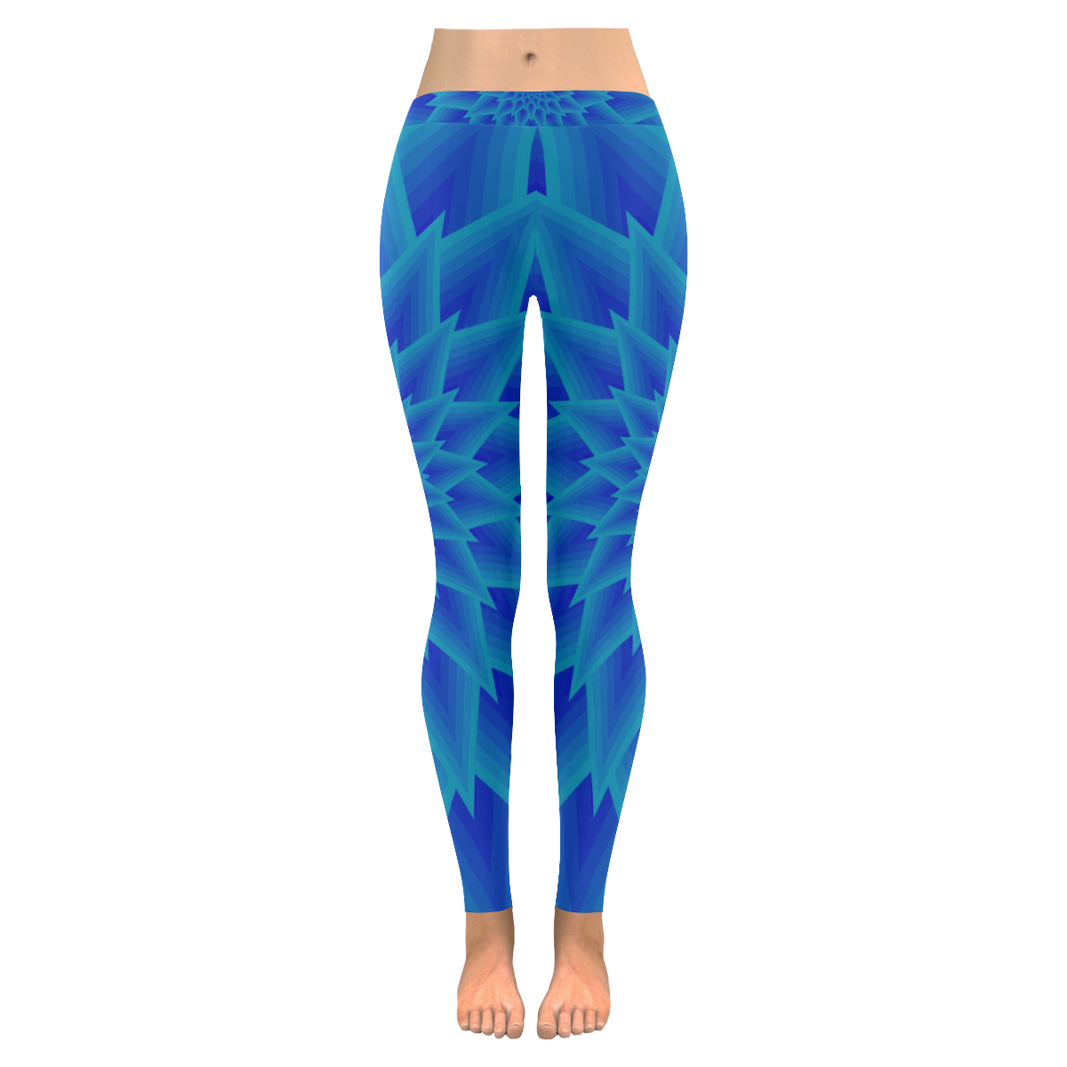 Royal blue night flower Women's Low Rise Leggings (Invisible Stitch) (Model L05)