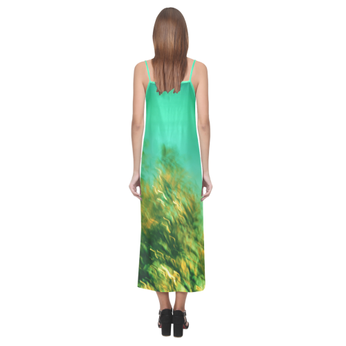 underwater feeling V-Neck Open Fork Long Dress(Model D18)