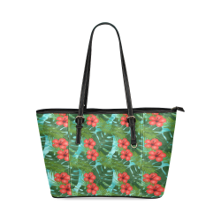 Tropical Vacation Leather Tote Bag/Small (Model 1640)