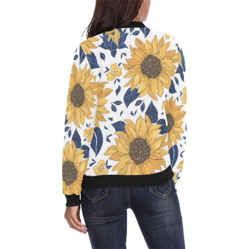 Sunflowers All Over Print Bomber Jacket for Women (Model H36)