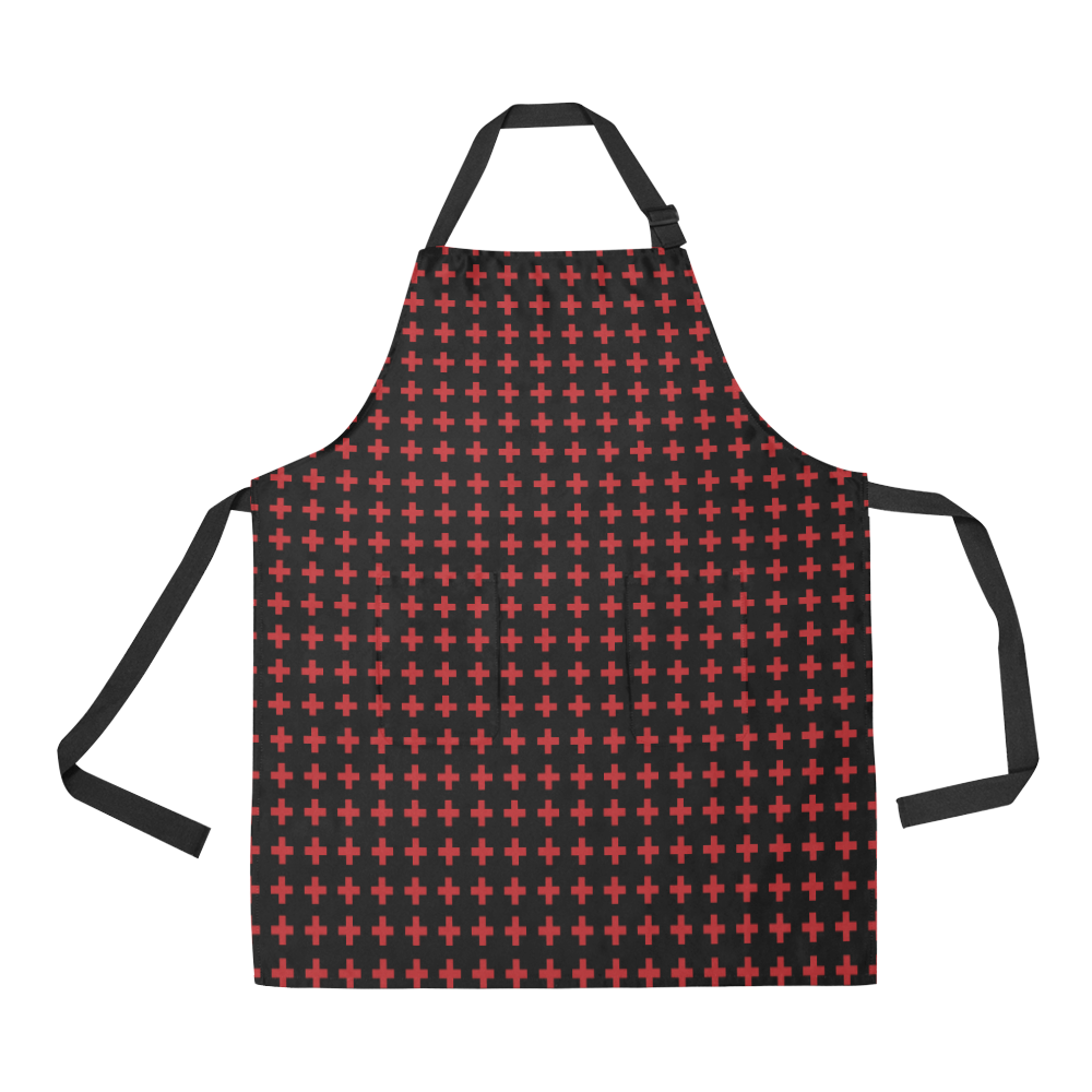 Rock Style Red Crosses Pattern Design All Over Print Apron