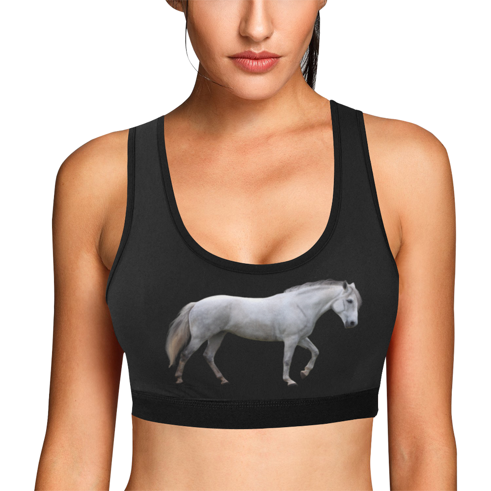 White Horse Women's All Over Print Sports Bra (Model T52)
