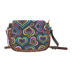 Multicolor Hearts Saddle Bag/Large (Model 1649)