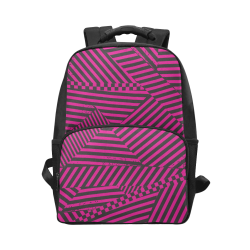 Hot Pink Black Stripes and Checkerboard Unisex Laptop Backpack (Model 1663)