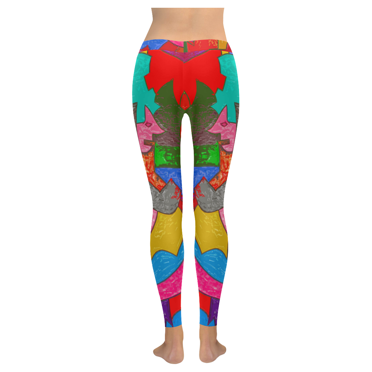 FAT MAN RUNNING ABSTRACT Women's Low Rise Leggings (Invisible Stitch) (Model L05)