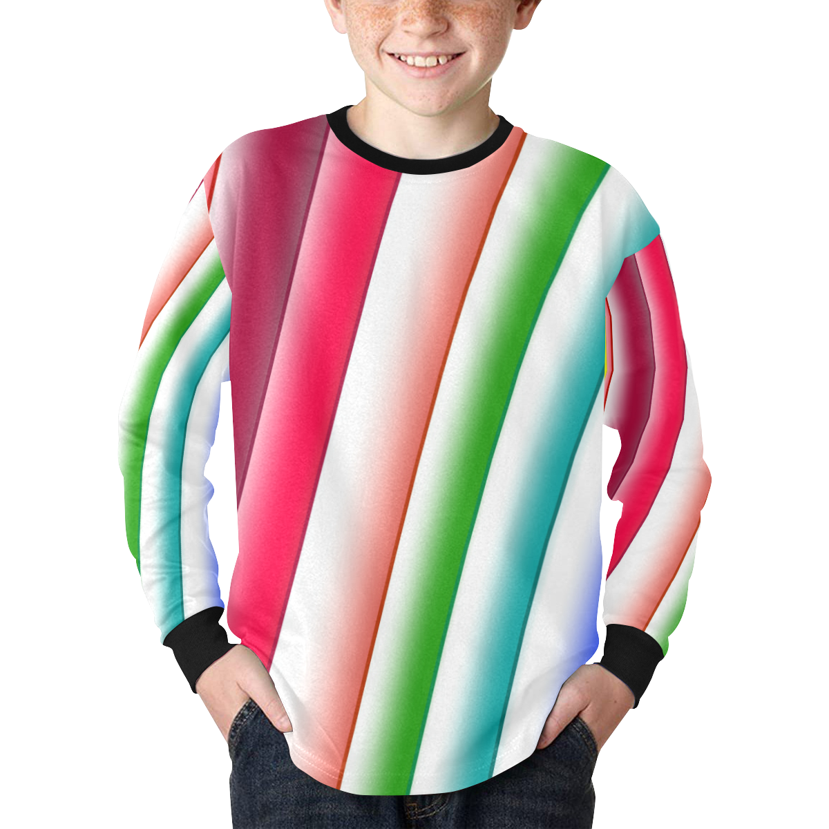 Happy Day Kids' Rib Cuff Long Sleeve T-shirt (Model T64)