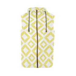 Abstract geometric pattern - gold and white. All Over Print Sleeveless Zip Up Hoodie for Men (Model H16)