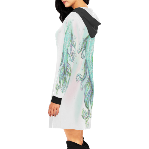 Mermaid Tail All Over Print Hoodie Mini Dress (Model H27)
