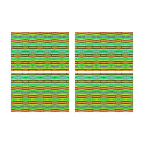Bright Green Orange Stripes Pattern Abstract Placemat 12’’ x 18’’ (Set of 4)
