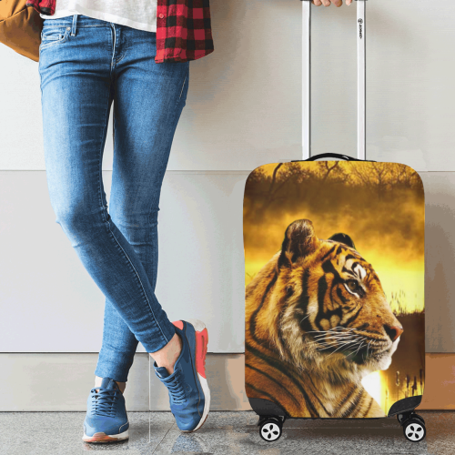 Tiger and Sunset Luggage Cover/Small 18"-21"
