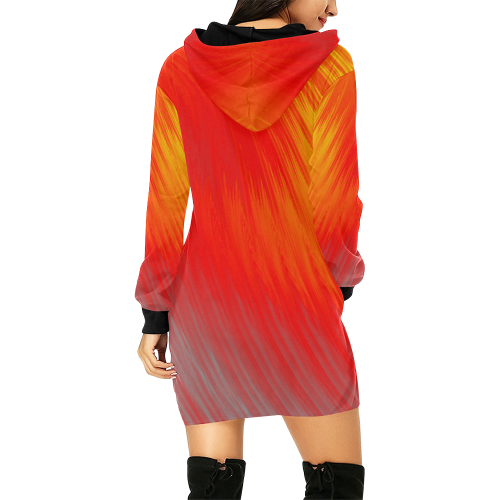 Hilbert Grid Fiery All Over Print Hoodie Mini Dress (Model H27)