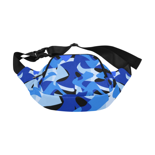 Camouflage Abstract Blue and Black Fanny Pack/Small (Model 1677)