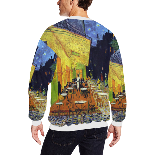 Vincent Willem van Gogh - Cafe Terrace at Night All Over Print Crewneck Sweatshirt for Men/Large (Model H18)