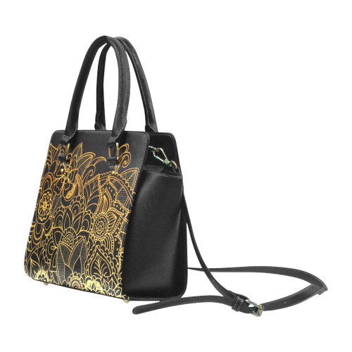 Floral Doodle Gold G523 Classic Shoulder Handbag (Model 1653)