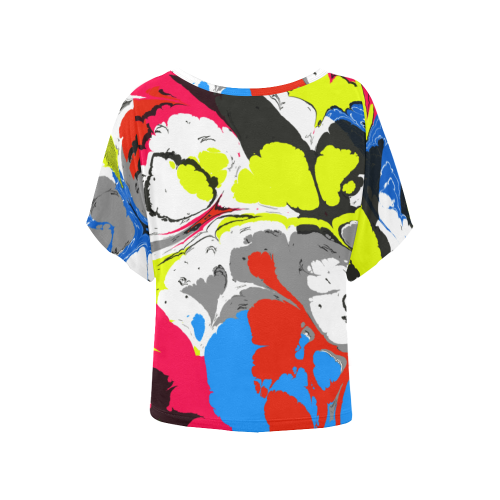 Colorful distorted shapes2 Women's Batwing-Sleeved Blouse T shirt (Model T44)