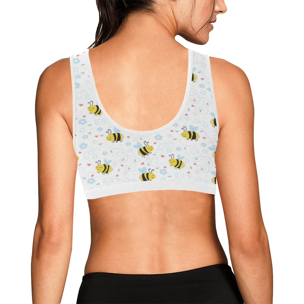 Cute Bee Pattern Women's All Over Print Sports Bra (Model T52)