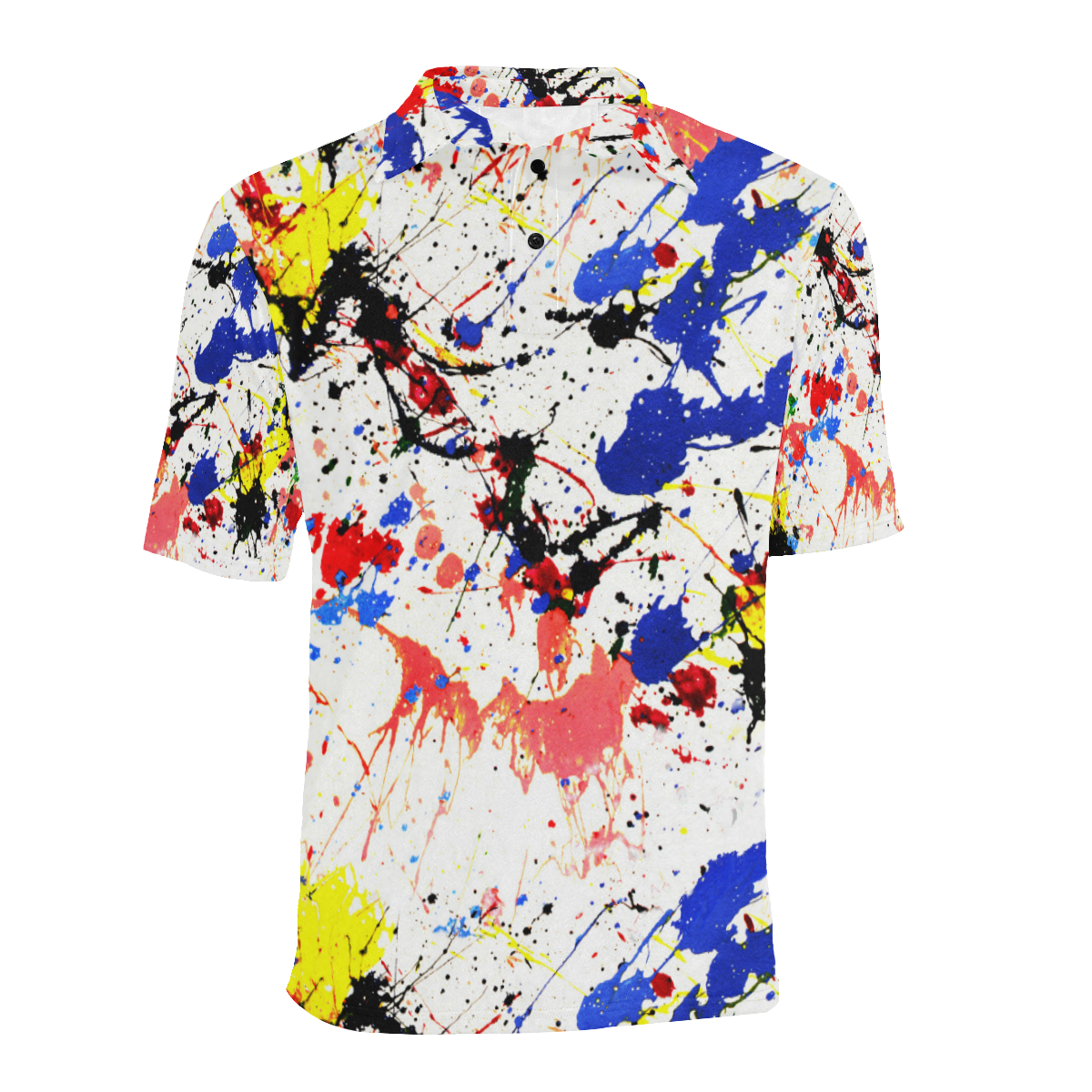Blue and Red Paint Splatter Men's All Over Print Polo Shirt (Model T55)