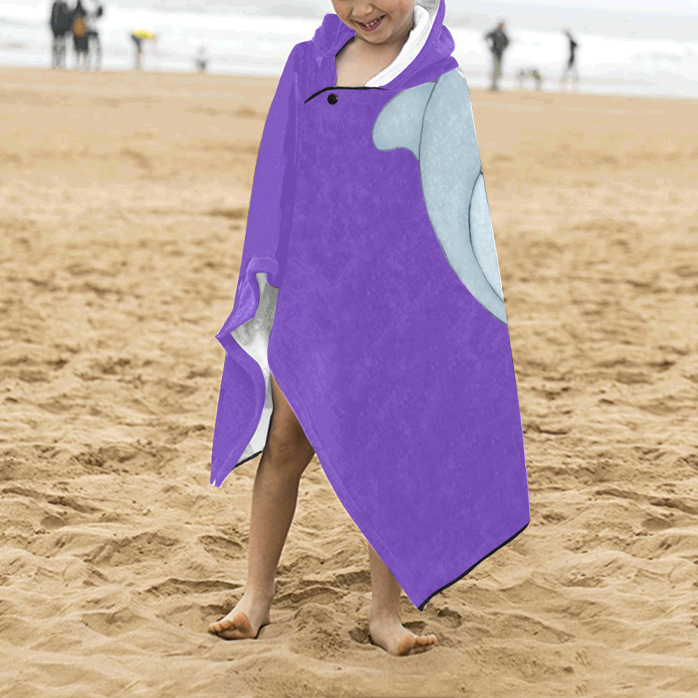 Dolphin Love Purple Kids' Hooded Bath Towels