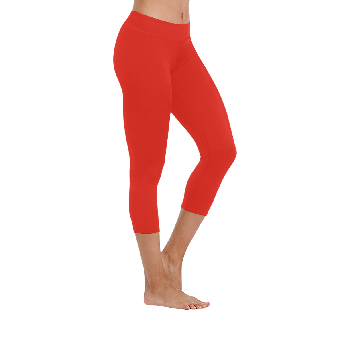 Pomegranate Solid Women's Low Rise Capri Leggings (Invisible Stitch) (Model L08)