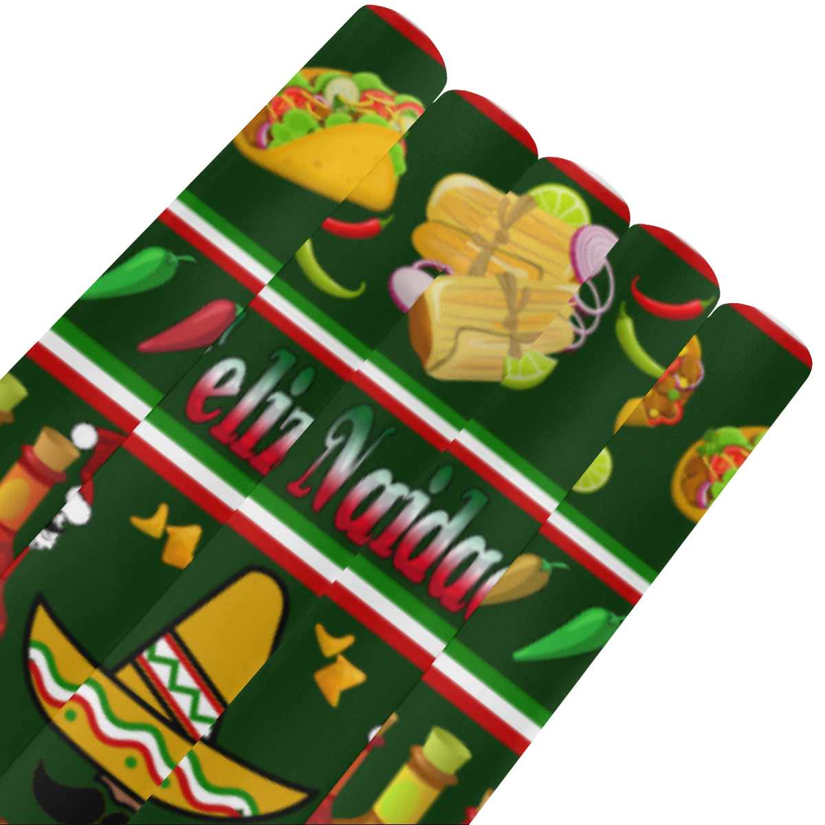 Feliz Navidad Ugly Sweater on Green Gift Wrapping Paper 58"x 23" (5 Rolls)