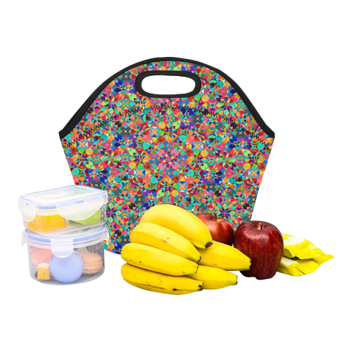 Multicolored Geometric Pattern Neoprene Lunch Bag/Small (Model 1669)