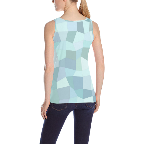 Pastel Blues Mosaic All Over Print Tank Top for Women (Model T43)