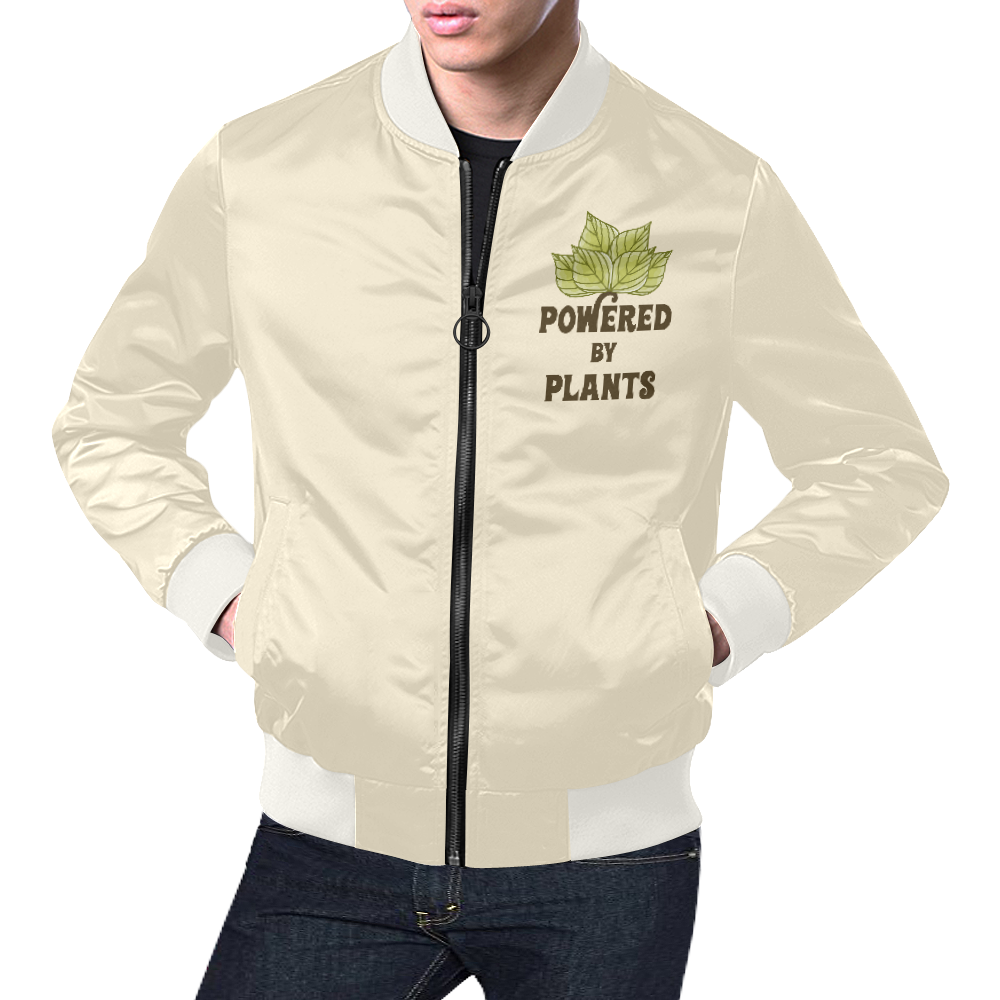 Powered by Plants (vegan) All Over Print Bomber Jacket for Men/Large Size (Model H19)