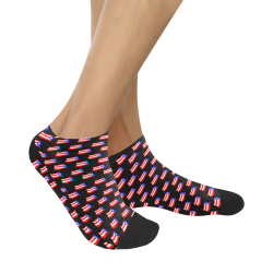 Puerto Rican Flags Black Women's Ankle Socks