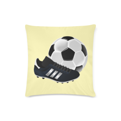 Soccer Ball and Shoe on Yellow Custom Zippered Pillow Case 16"x16"(Twin Sides)