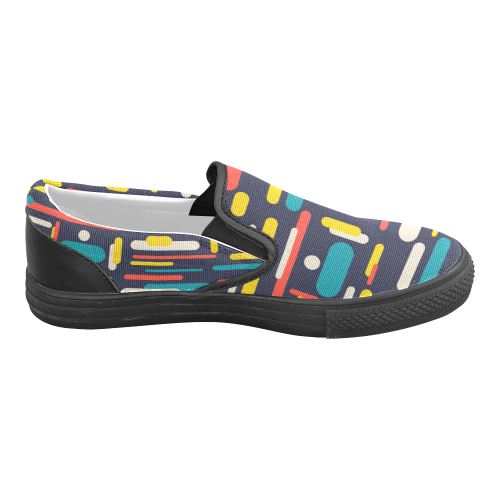 Colorful Rectangles Men's Slip-on Canvas Shoes (Model 019)