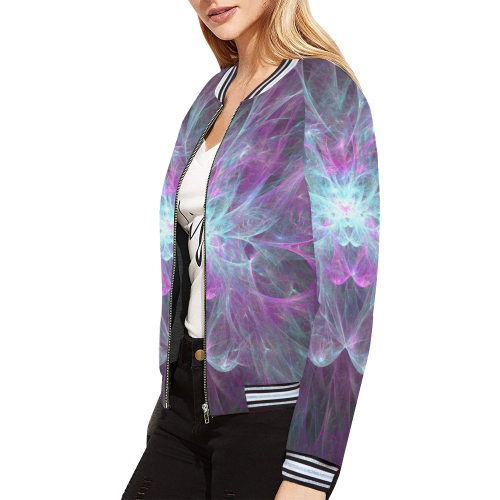 Cosmic Lilly All Over Print Bomber Jacket for Women (Model H21)