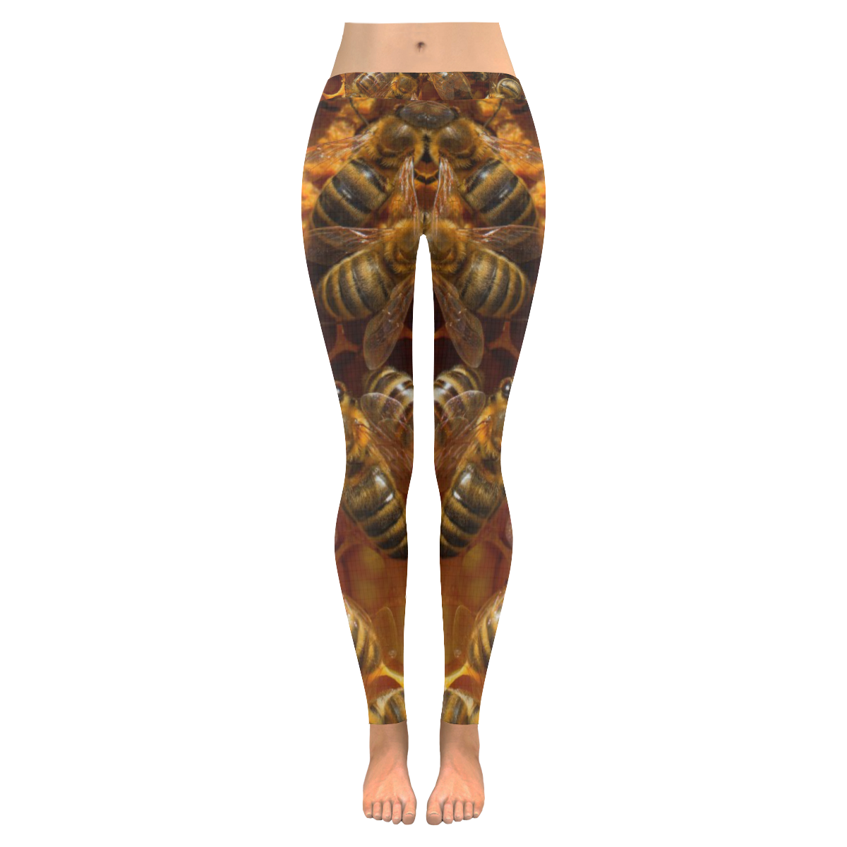 HONEY BEES 8 Women's Low Rise Leggings (Invisible Stitch) (Model L05)