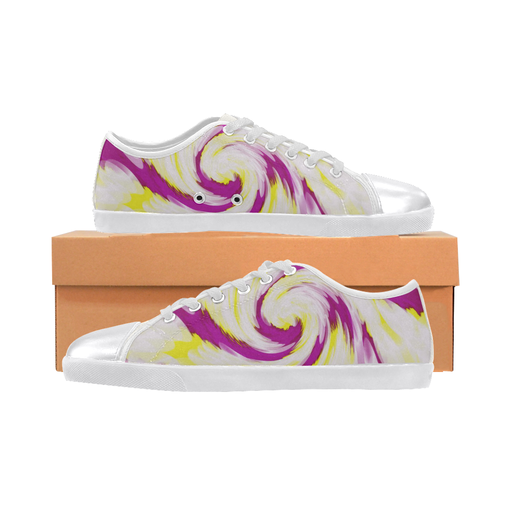 Pink Yellow Tie Dye Swirl Abstract Canvas Shoes for Women/Large Size (Model 016)