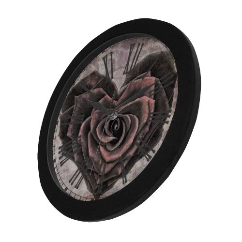Vintage Rose Heart Circular Plastic Wall clock