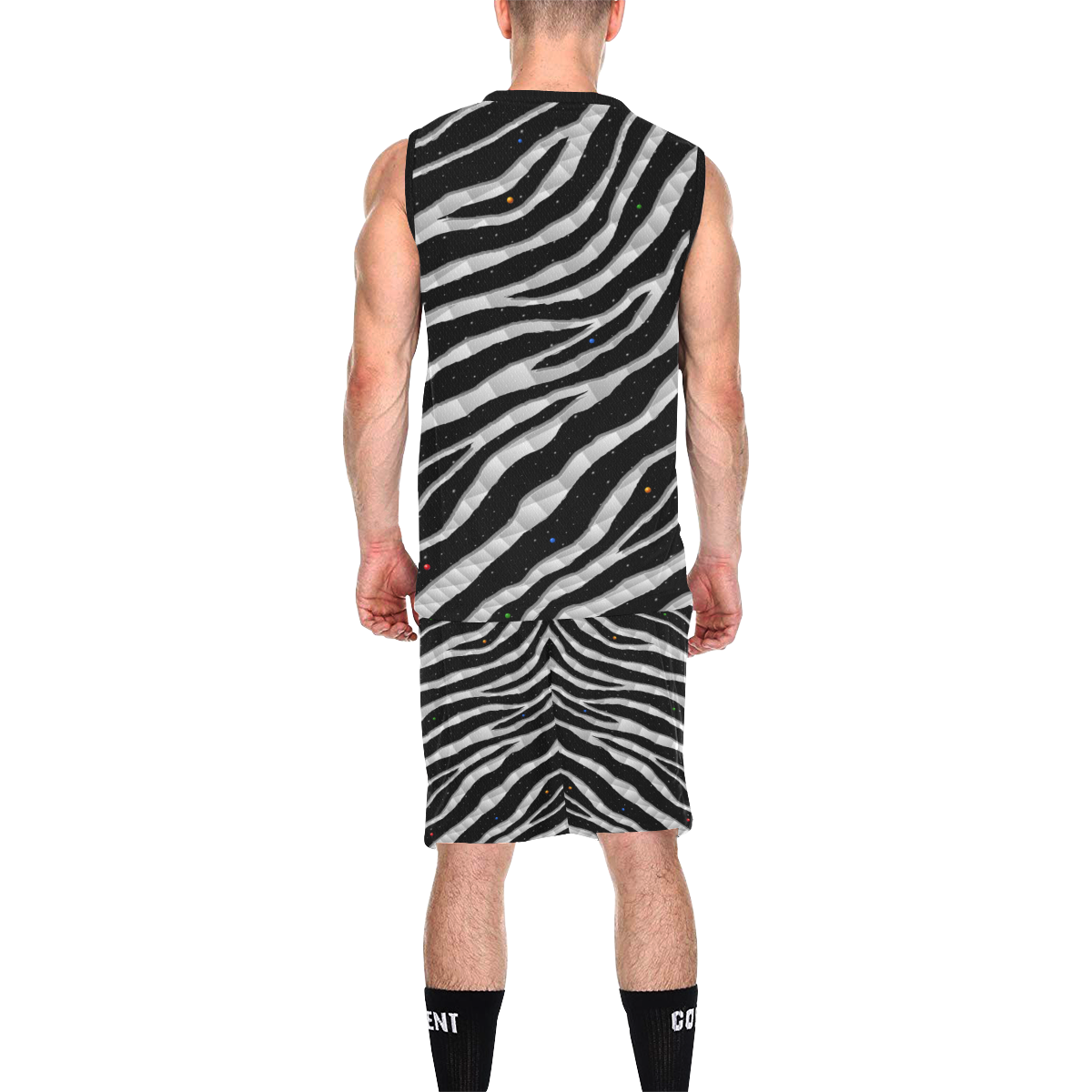 Ripped SpaceTime Stripes - White All Over Print Basketball Uniform