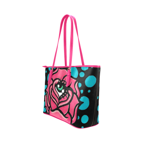 Rose Eye by Skinderella Leather Tote Bag/Small (Model 1651)