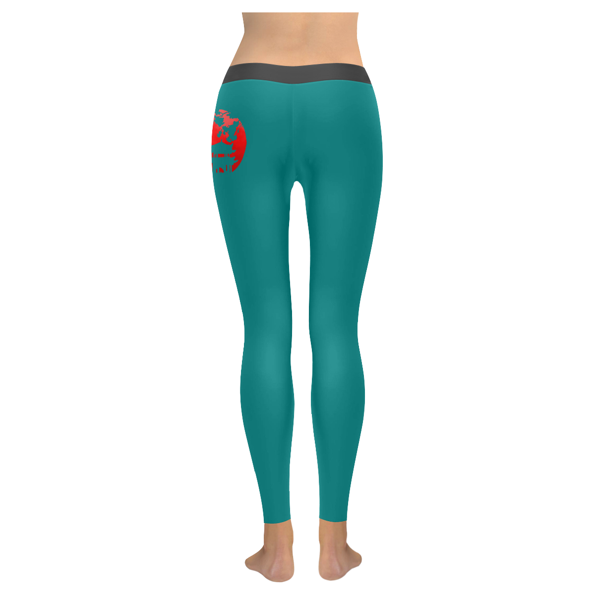 Japanese Sunset House Women's Teal Yoga & Sports Women's Low Rise Leggings (Invisible Stitch) (Model L05)