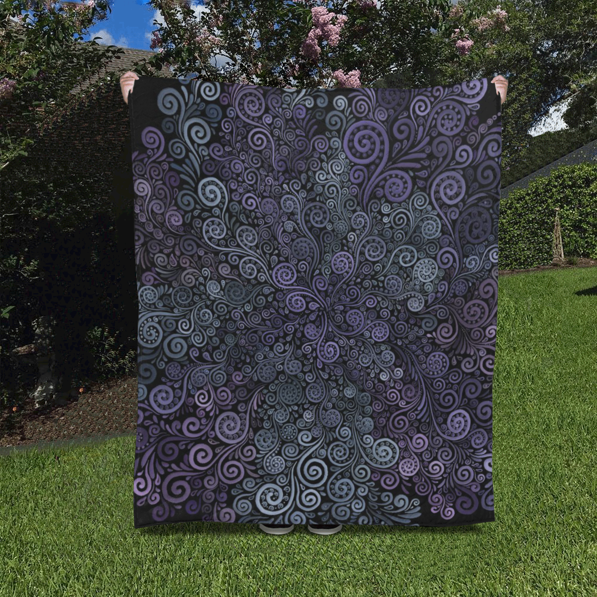 3d Psychedelic Ultra Violet Powder Pastel Quilt 50"x60"