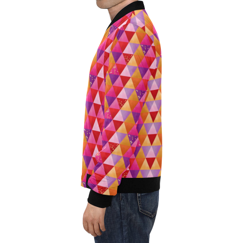 Triangle Pattern - Red Purple Pink Orange Yellow All Over Print Bomber Jacket for Men (Model H19)