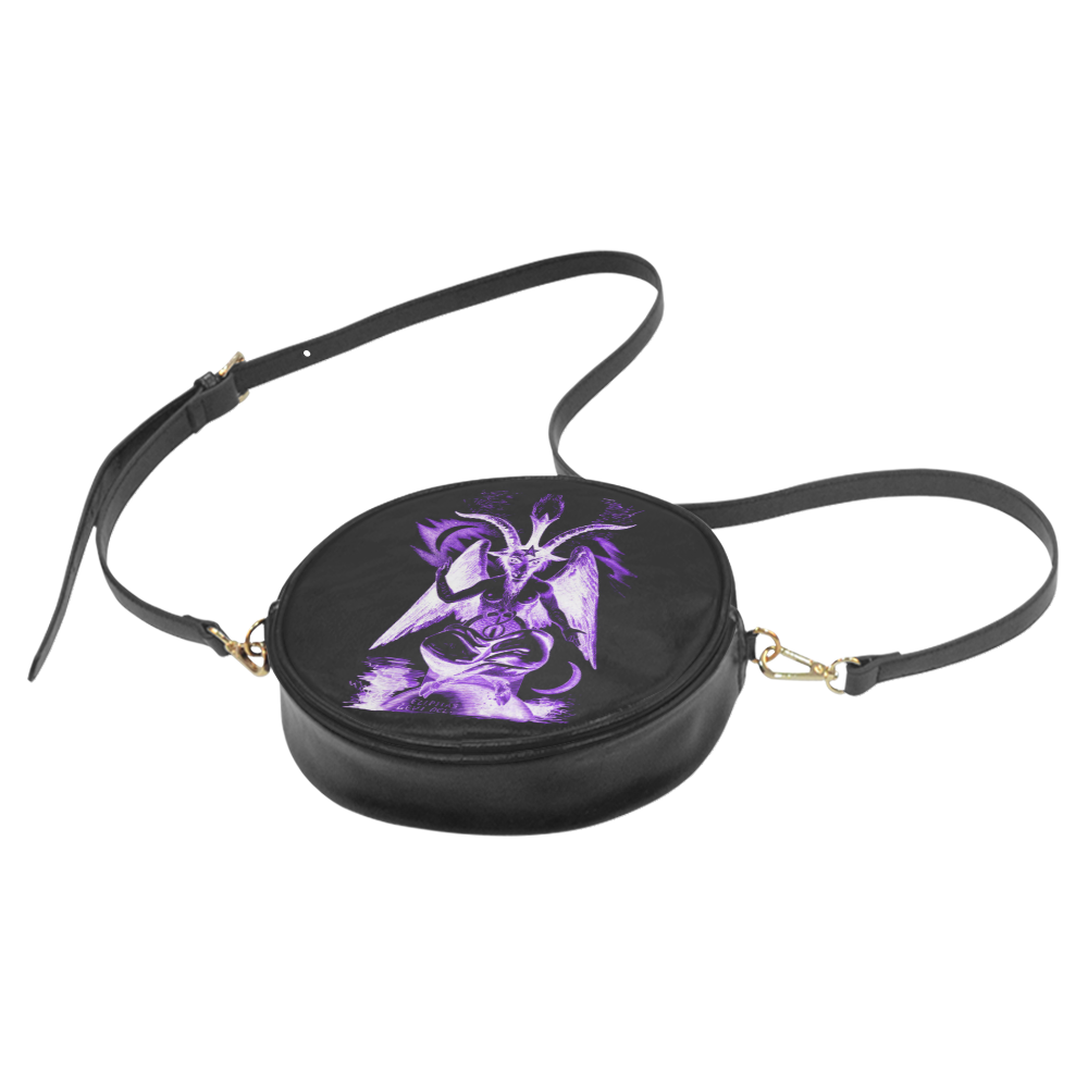 Baphomet Purple Gothic Darkstar Round Sling Bag (Model 1647)