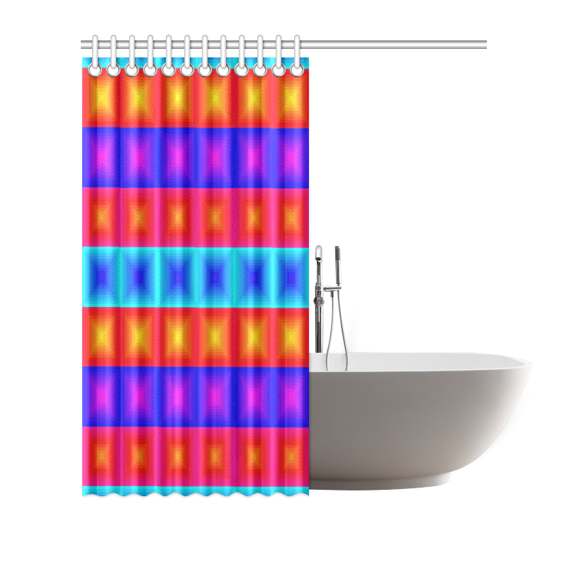 Red yellow blue orange multicolored multiple squares Shower Curtain 72"x72"