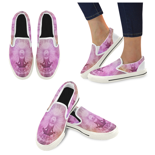 meditation yoga graphic art Women's Slip-on Canvas Shoes/Large Size (Model 019)