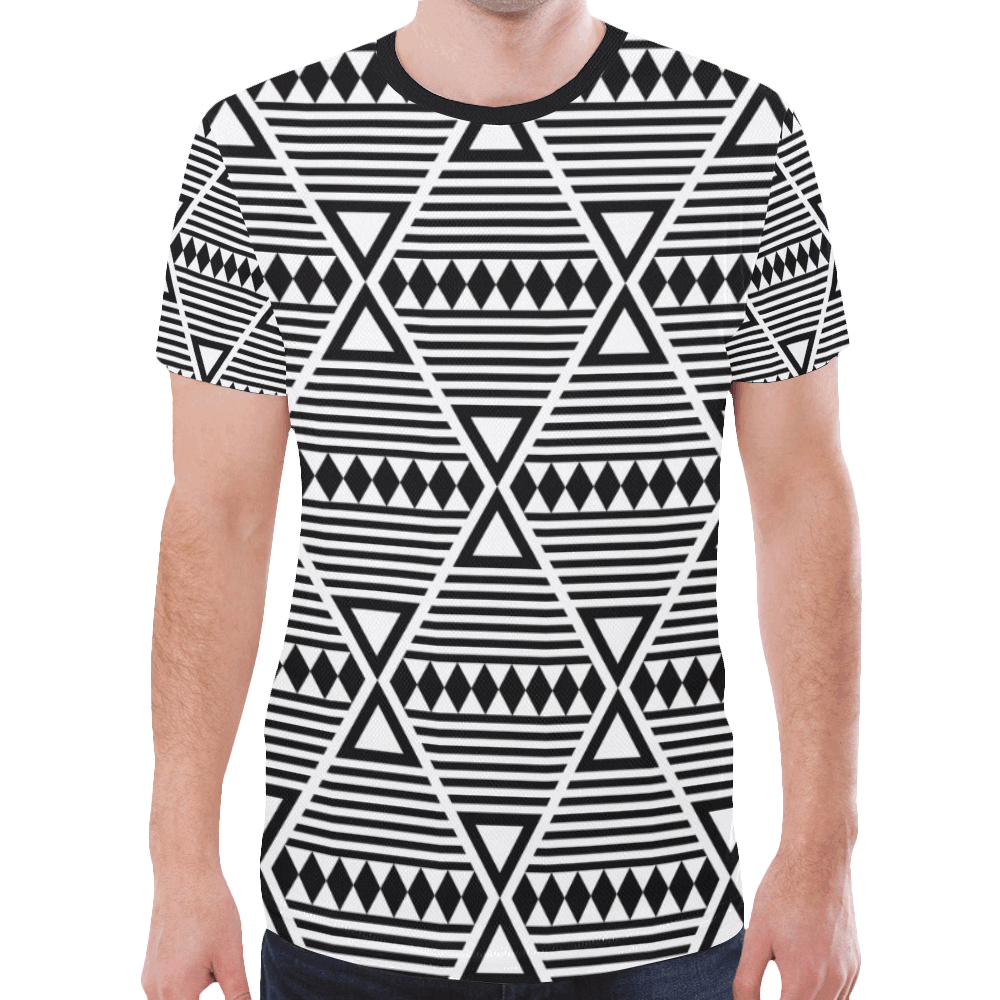 Black Aztec Tribal New All Over Print T-shirt for Men/Large Size (Model T45)