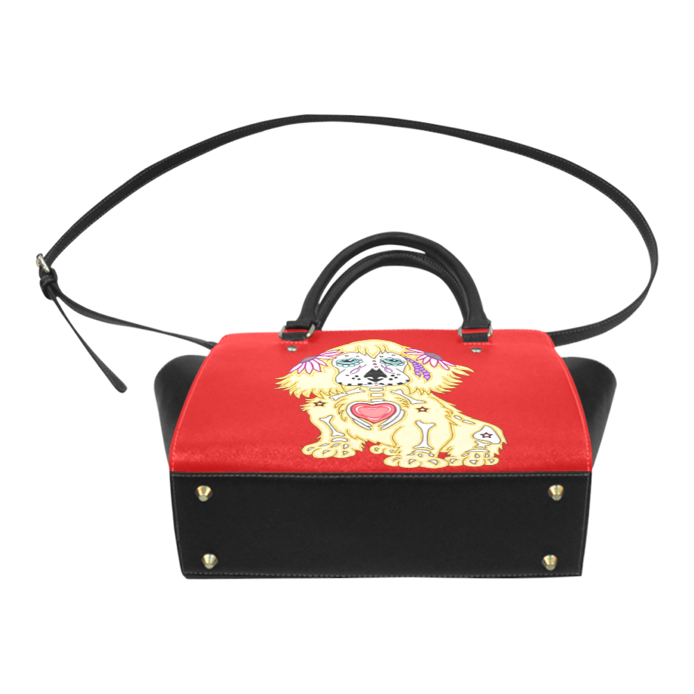 Cocker Spaniel Sugar Skull Red Classic Shoulder Handbag (Model 1653)