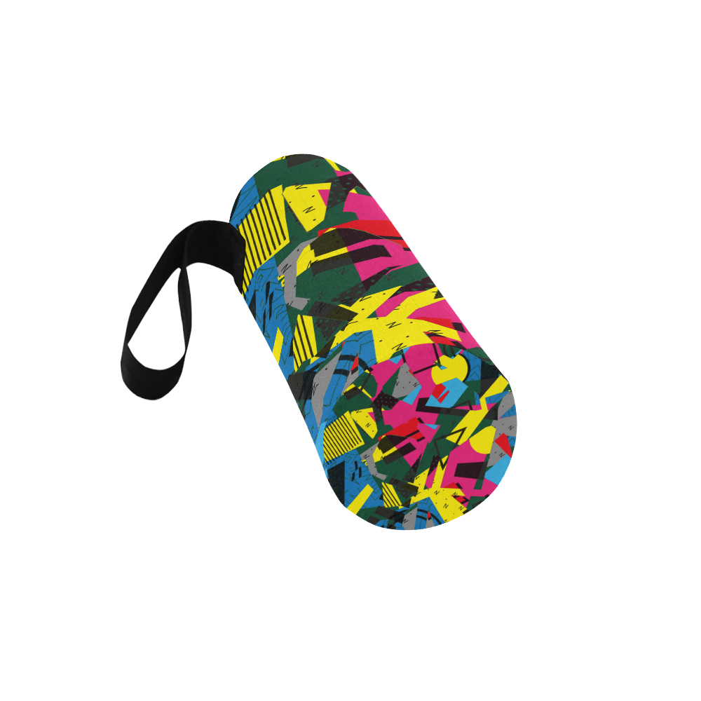 Crolorful shapes Neoprene Water Bottle Pouch/Large